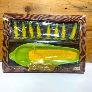 Vintage "Cornettes"  by Serv-Rite 8 Corn Skewers and 4 Dishes New in Box!